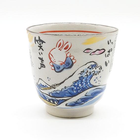 夕立窯 江戸の旅 湯呑み ペア 夫婦茶碗 湯飲み 組湯呑 うさぎ 富士山