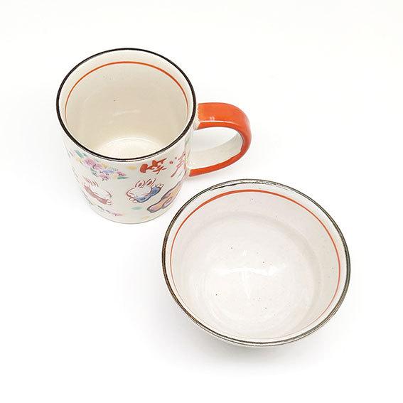 夕立窯 楽園うさぎ おひとり様セット マグカップ 飯碗 お茶碗 陶器 和