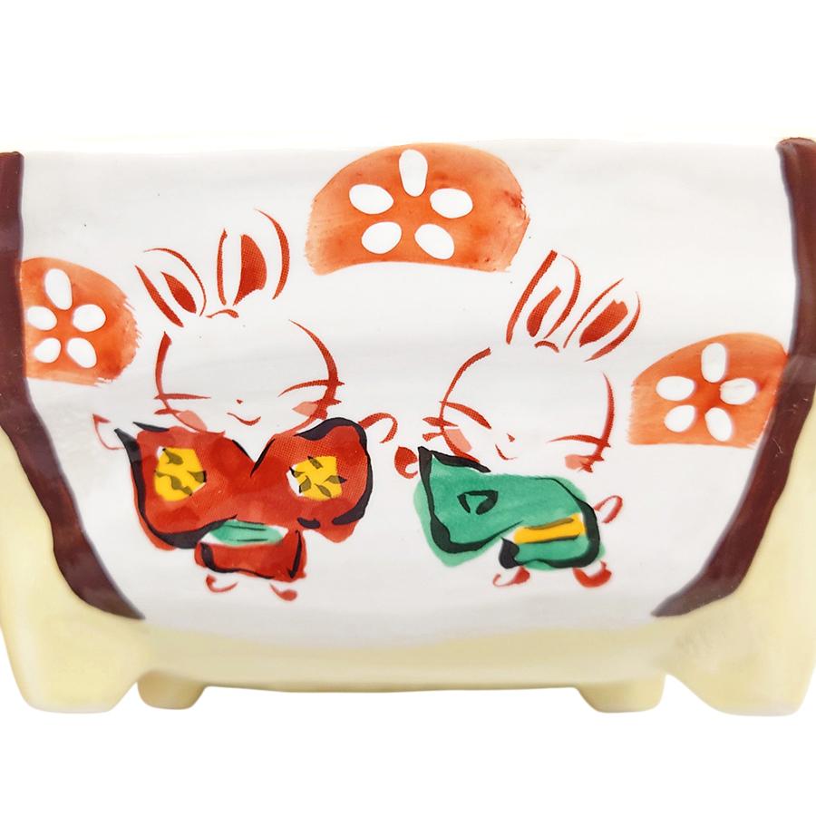 夕立窯 彩りぱすてる 中鉢 クリームレモン 黄色 うさぎ ボウル 煮物鉢