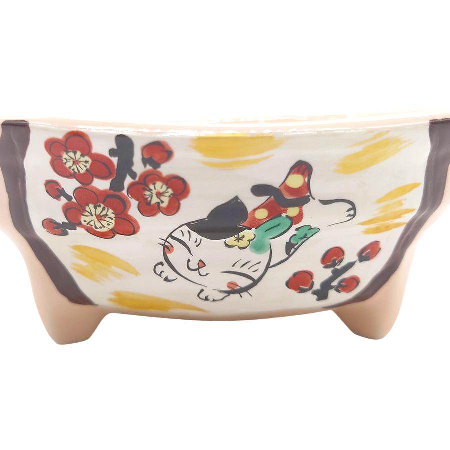 夕立窯 彩りぱすてる 中鉢 ピーチ ピンク うさぎ ボウル 煮物鉢 菓子鉢