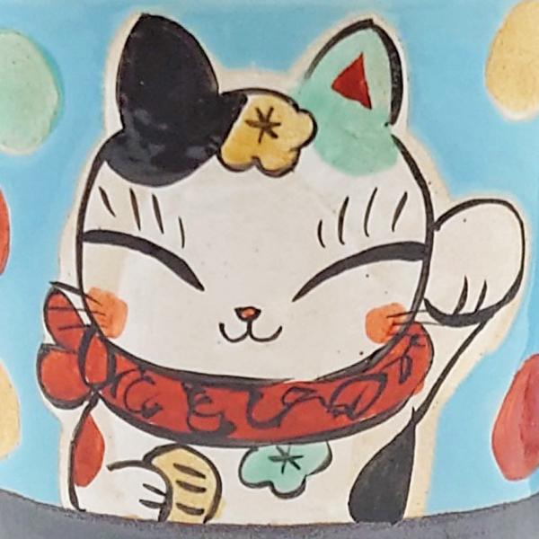 夕立窯 水色 三吉ねこ マグカップ 陶器 和食器 焼き物 日本製 手作り