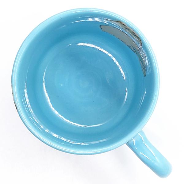 nyan【 高級美品】⭐️ZA 670The Sシリーズ ブルー 夕立窯 レモンとうさぎ マグカップ トルコブルー 陶器 和食器 焼き物