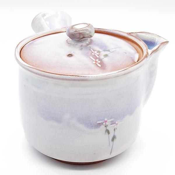 萩焼　湯飲み 薄紫色とクリーム色 木箱付き 萩焼 湯呑 急須 茶器揃 梅鉢草 木箱入 湯呑み お茶碗 茶碗 紫 陶器 和