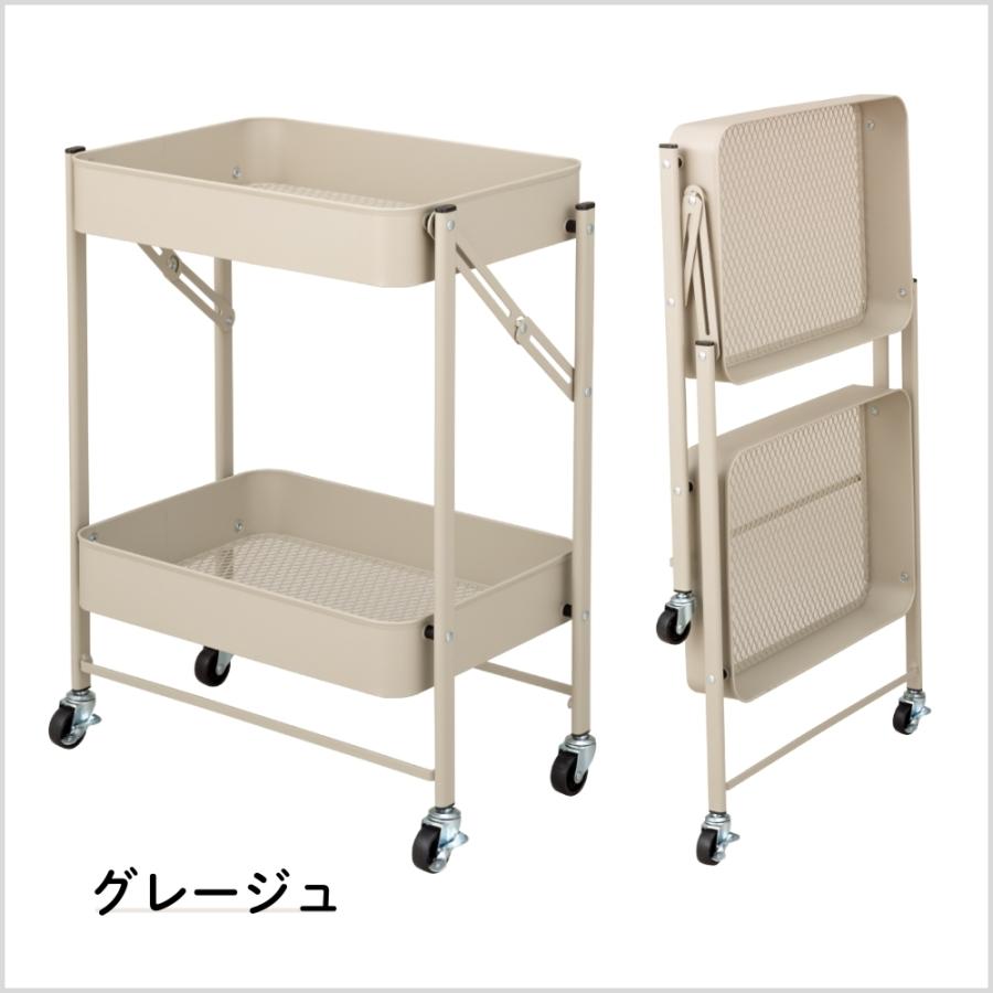 シービージャパン ワゴン 2段 グレージュ [完成品] キャスターを付ける