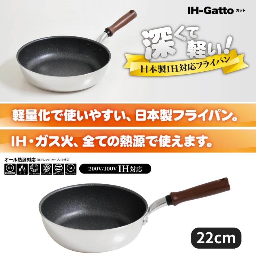 ウルシヤマ金属工業 IH-Gatto ディープパン 22cm GAT-D22 フライパン