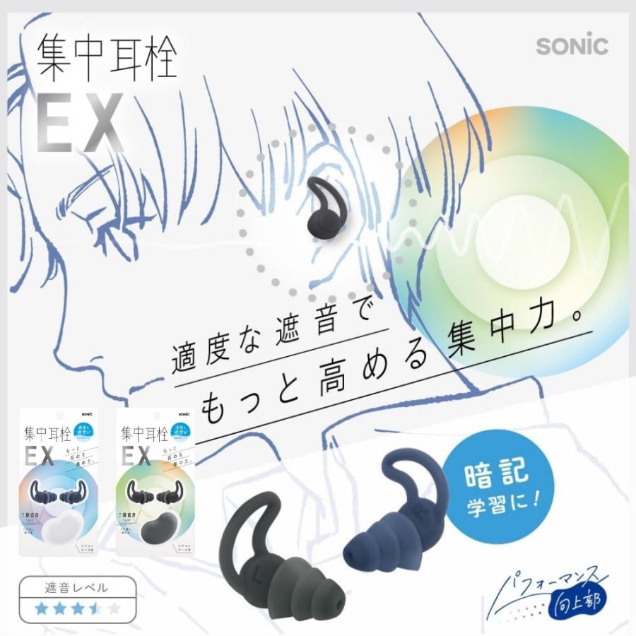 ソニック 集中耳栓EX ケース付 シリコンタイプ SP-2037 メール便対応