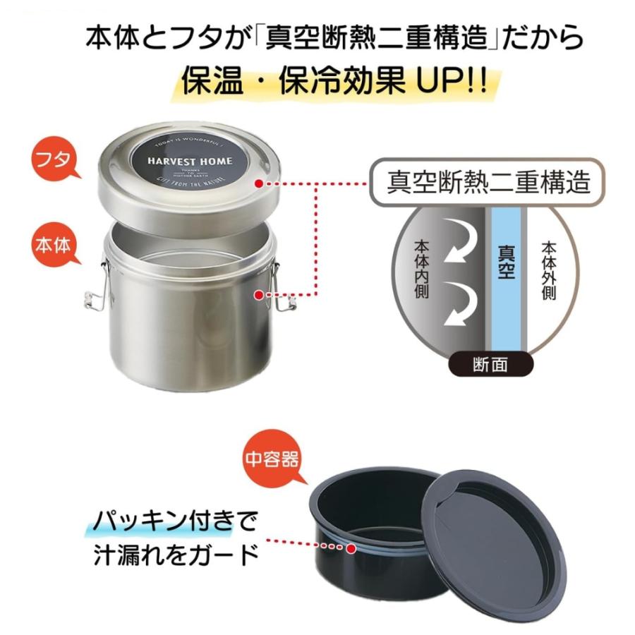 スケーター 抗菌真空ステンレスランチBOX STLB2AG 840ml 弁当箱 保温