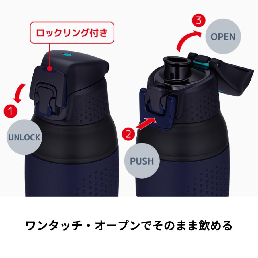 サーモス 水筒 マグ 保冷 1000ml FJR-1000 真空断熱構造 ワンタッチオープン 直飲み ステンレスボトル スポーツドリンクOK  ボディリング付き 底カバー付き｜irodorikukan｜05