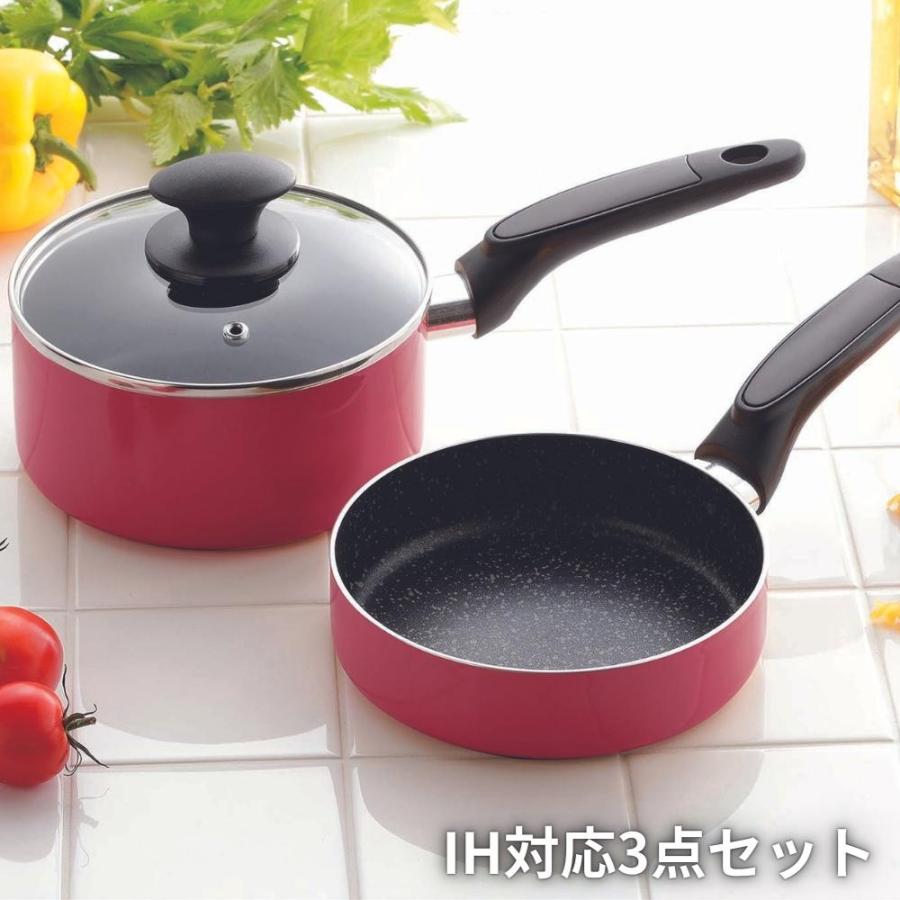 Kakusee（カクセー） IH対応 フライパン 片手鍋 兼用ガラス蓋 16cm 3点