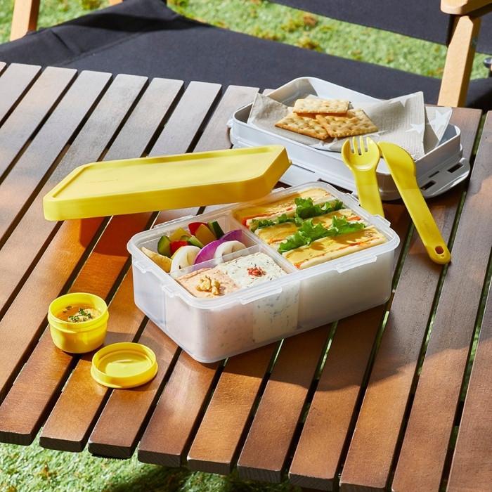 ベストコ 弁当箱 おしゃれ スフォーク ナイフ付 ソース容器付 TO-GO