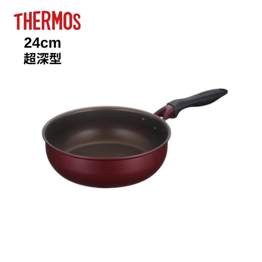 THERMOS（サーモス） フライパン IH 24cm 超深型 KFH-024D R レッド