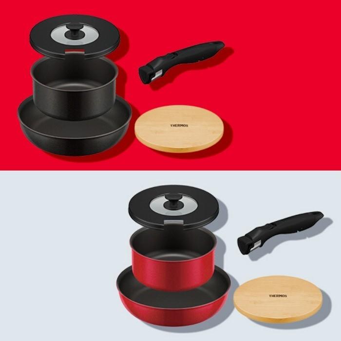 THERMOS（サーモス） フライパン ih 24cm 18cm鍋 5点セット 深型 KSA