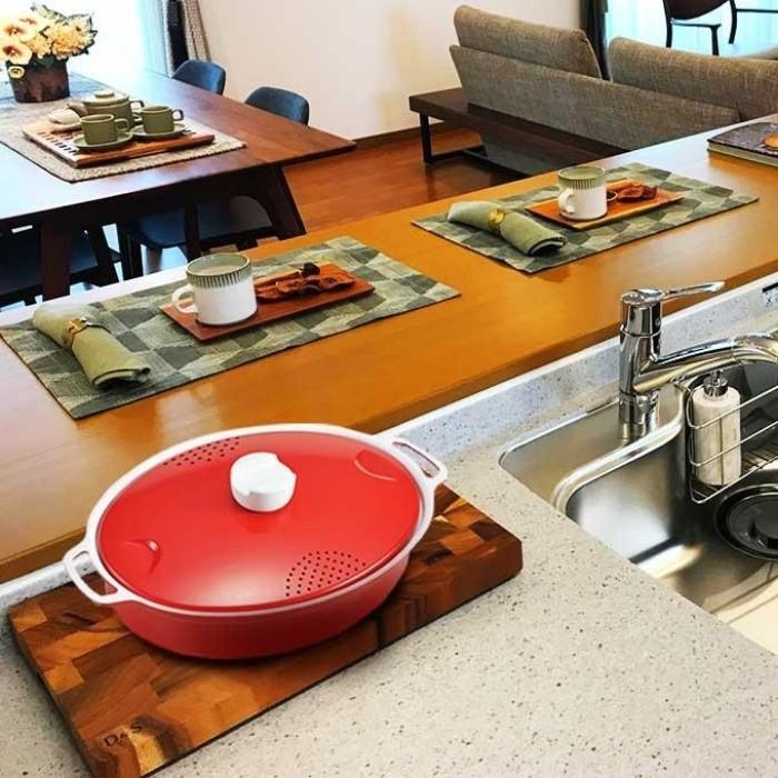 ベストコ パスタ鍋 レッド 2.9L イタリアーノ 湯切り IH対応 パスタ
