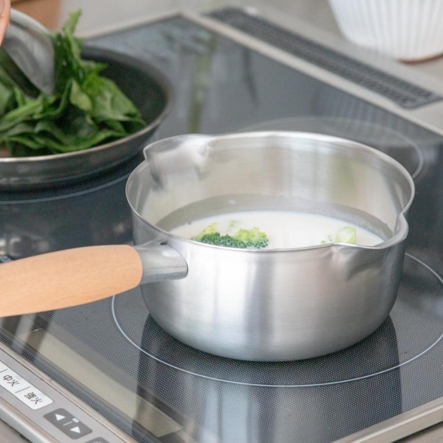 ヨシカワ 鍋 片手鍋 PD3014 16CM アイカタ 両口 ステンレスミルクパン 330145 IH 一人用 なべ ih対応 燕三条