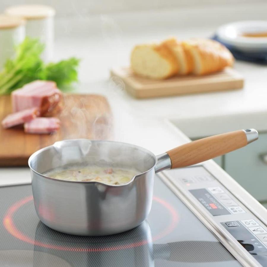 ヨシカワ 鍋 片手鍋 PD3014 16CM アイカタ 両口 ステンレスミルクパン 330145 IH 一人用 なべ ih対応 燕三条