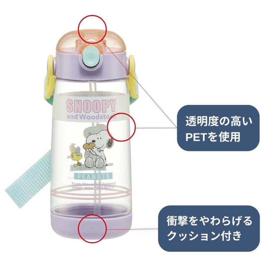 スケーター 水筒 ワンタッチ ストロー 480ml PDSH5 プラスチック ボトル クリア キッズ 軽量 子ども ショルダー[TOKU]｜irodorikukan｜19