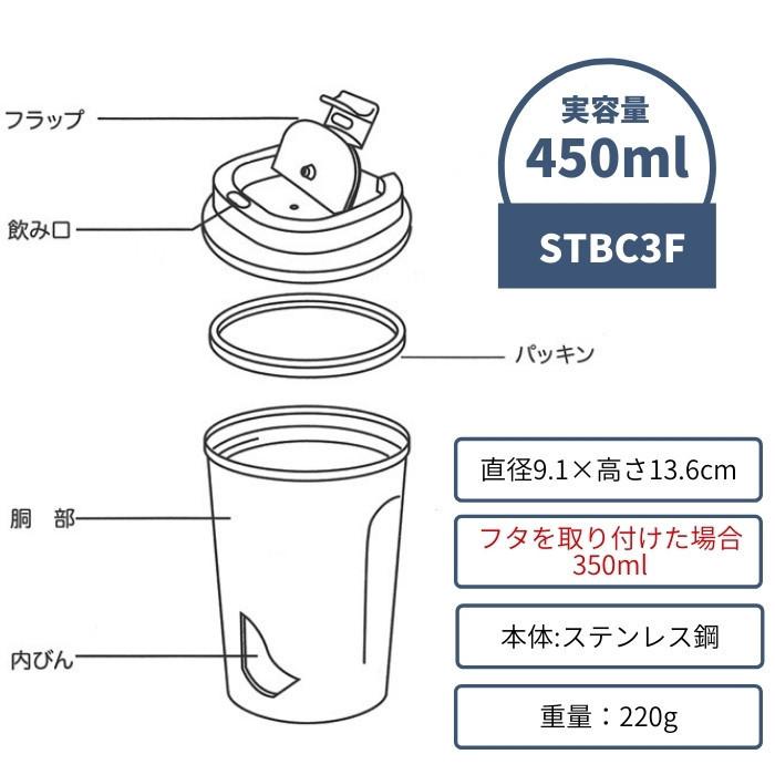 スケーター タンブラー 水筒  ステンレス 保冷 保温 S 350ml 蓋付き おしゃれ かわいい STBC3F コーヒー｜irodorikukan｜11