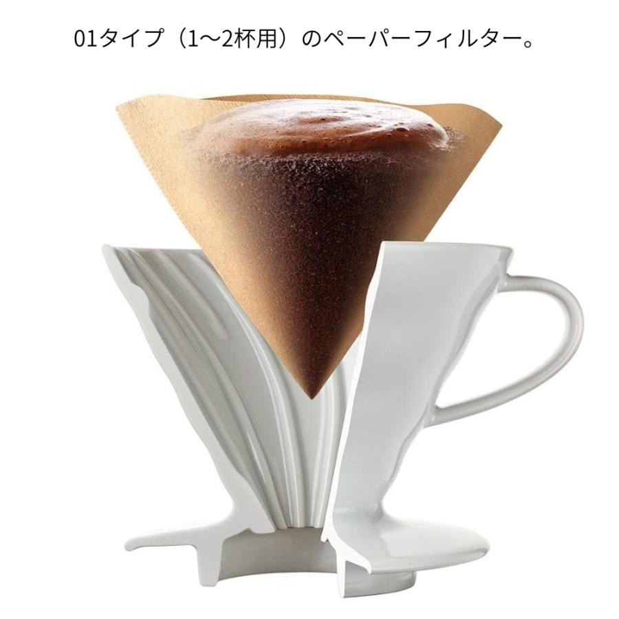 ハリオ HARIO V60用ペーパーフィルターみさらし01袋 VCF-01-100M フィルター みさらし 1~2杯用 パルプ 紙 V60 透過ドリッパー 専用 コーヒー 珈琲 ドリップ 100｜irodorikukan｜04