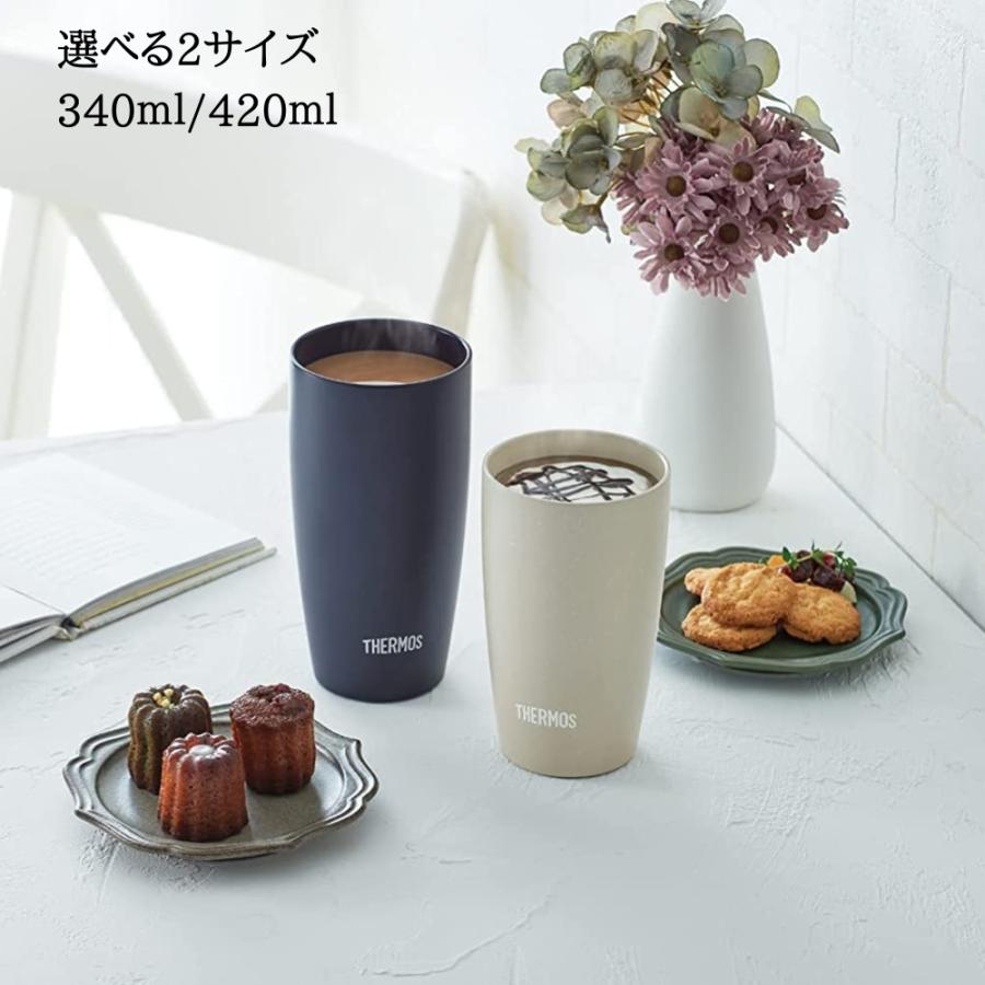 サーモス 陶器調 真空断熱タンブラー 食洗機対応 汚れ付きにくい 保冷 保温 340ml JDM-341｜irodorikukanin｜03