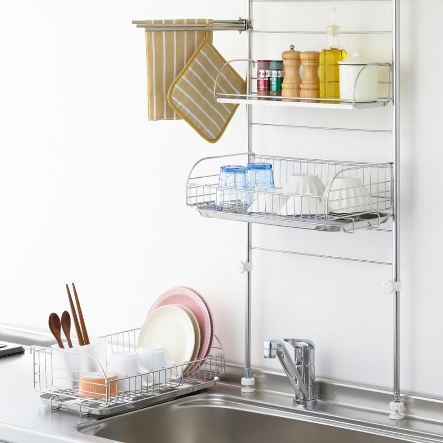 ヨシカワ 燕三条 水切りラック ステンレス 突っ張り スリム