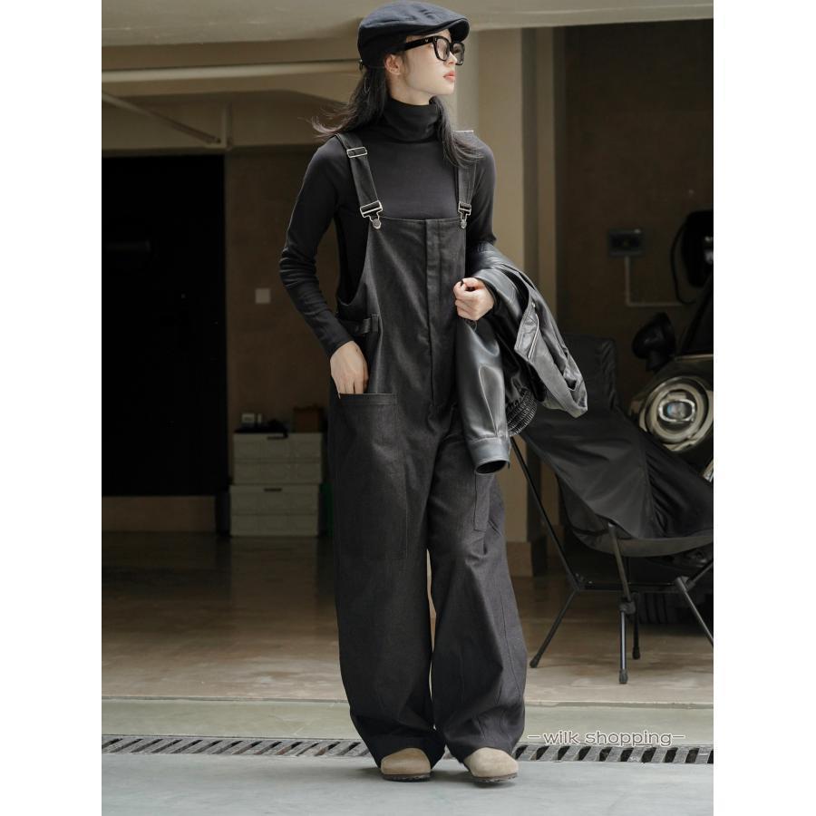 サロペット オーバーオール レディース 黒 デニム パンツ コーデ 20代 