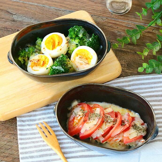 町のレストラン グラタン皿 2個セット 10.7×16cm 日本製 美濃焼 磁器