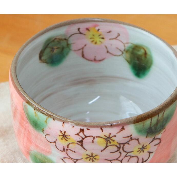 美濃焼 手描き 抹茶碗 さくら おしゃれ 陶器 電子レンジ対応 茶道具