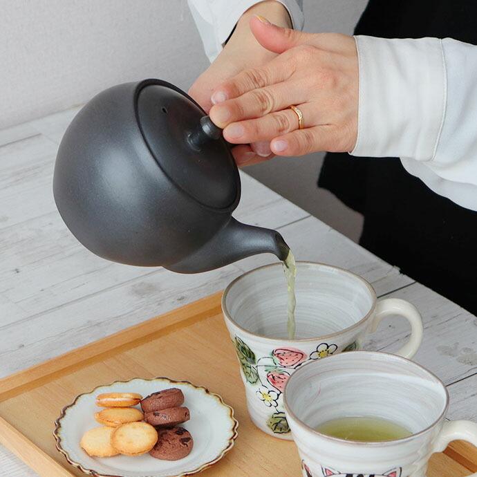 優美 急須 2.5号 漆黒 万古焼 日本製 陶器 300ml 茶こし一体型