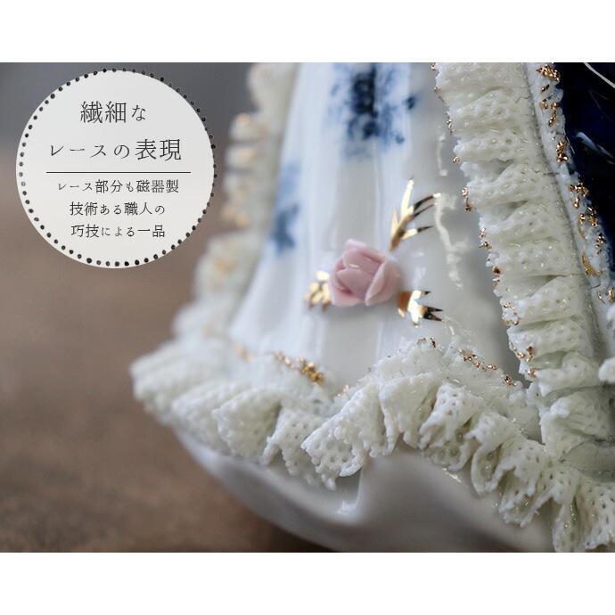 置物 飾り レース 人形 オルゴール パラソル 12.5×13×高17cm レース