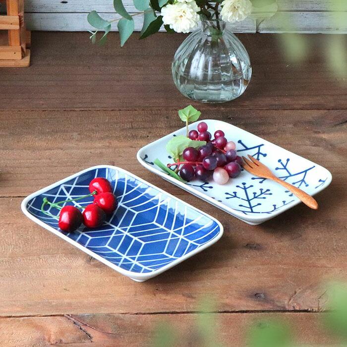 波佐見焼 EVOTORA 長角皿 2柄セット 18cm 日本製 磁器 食器 皿 角皿 主