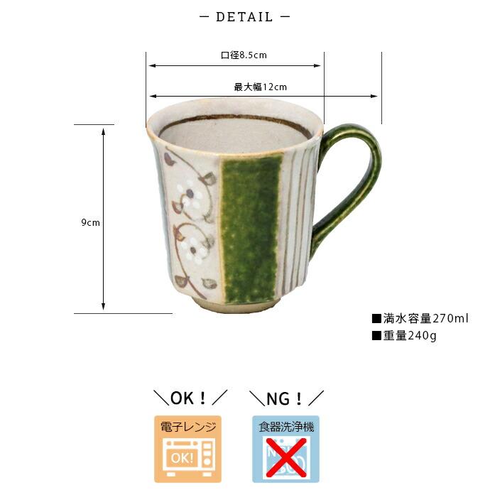 マグカップ 陶磁器 瀬戸焼 志野 織部 八角 日本製 約270ml マグカップ 陶磁器 瀬戸焼 志野 織部 八角 日本製 約270ml