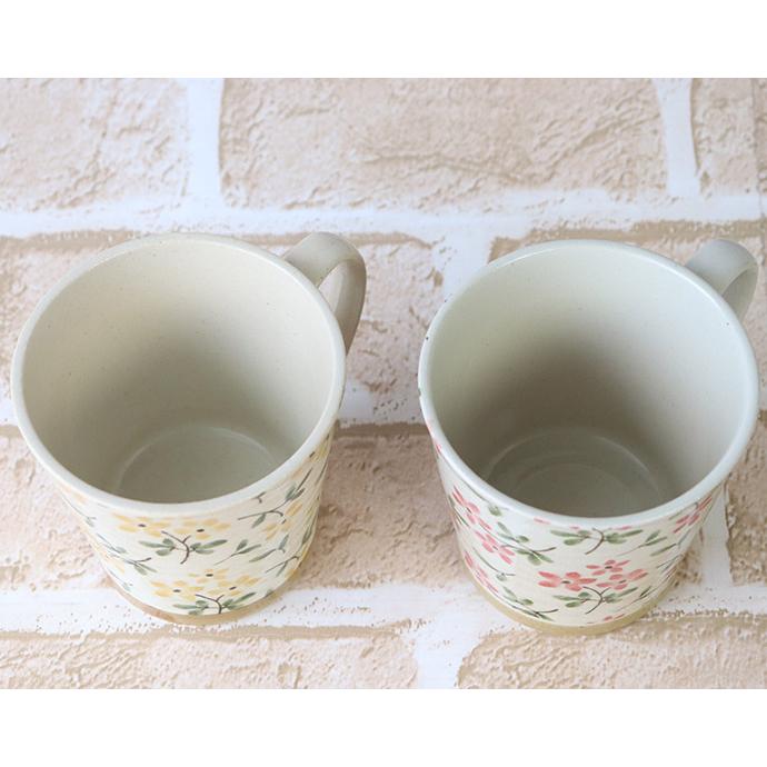 マグカップ 美濃焼 日本製 陶磁器 2個セット お花 マグ ほっこり