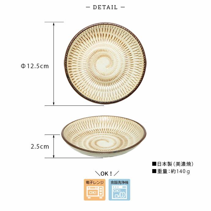美濃の里 とびかんな 小皿 5枚セット 径12.5cm 日本製 美濃焼 磁器