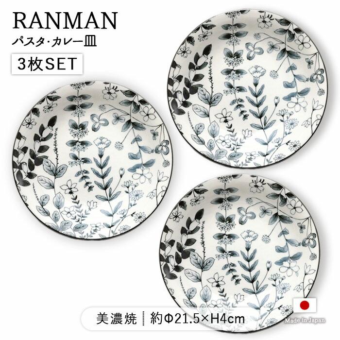 【ラスト1セット】ジェンガラ パスタ皿 ココナッツシェル プレート RANMAN パスタ皿 カレー皿 プレート 3枚セット 径21.5cm 日本製 美濃焼