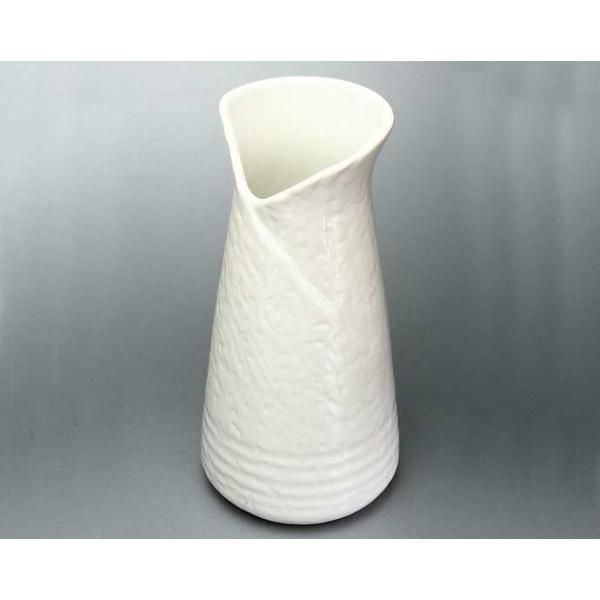 お花を選ばない 投げ入れ 花瓶 白 中国製 陶磁器 シンプル 径7.3×高