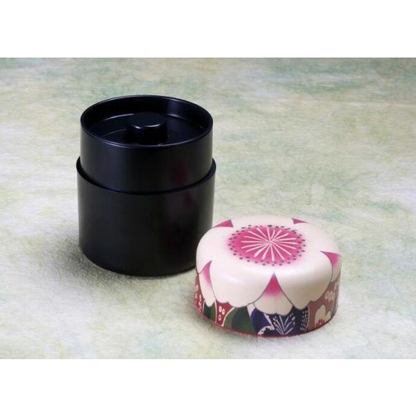 美術品・アンティーク・コレクション 黒陶 茶筒 花柄布蓋付き お茶保存