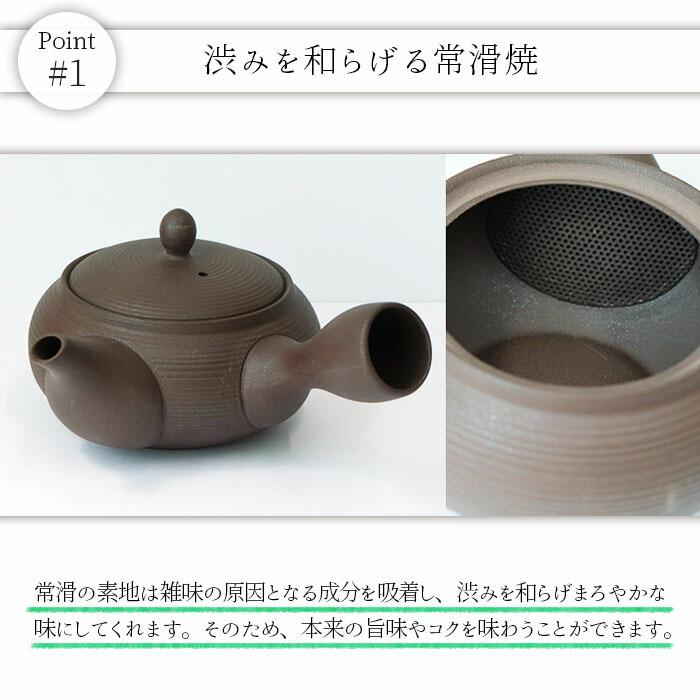 常滑焼 平丸 線段 セラメッシュ 急須 黒 茶こし 一体型 380ml 日本製