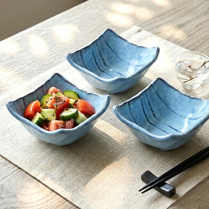 美濃焼 手切り風 スクエア 多用鉢 3個セット 10.5cm 日本製 陶器 食器