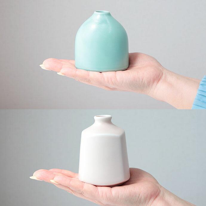 ナチュラル フラワーベース 花瓶 7.8×6cm 日本製 磁器 花器 楕円