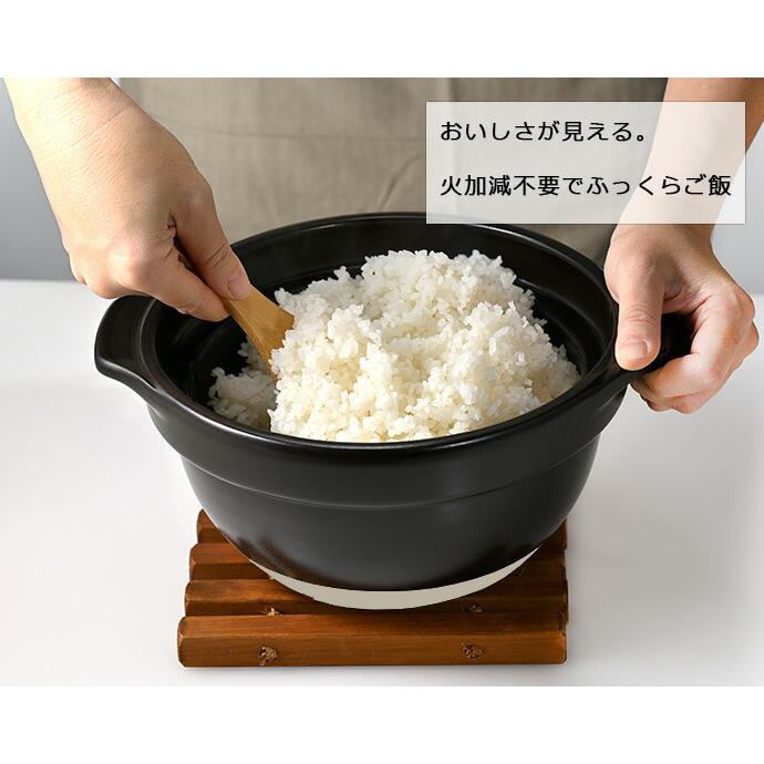 HARIO（ハリオ） 耐熱 土鍋 ご飯鍋 ガラス蓋 3合 径20cm 日本製 万古焼