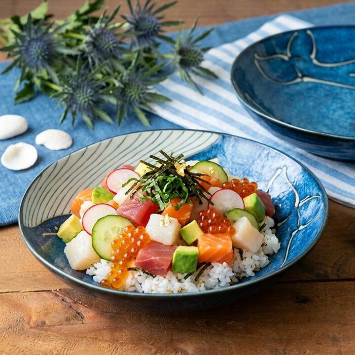   皿 美濃焼 紺窯変 くじら 盛皿 2枚セット 径21cm 日本製 磁器 食器 皿 丸