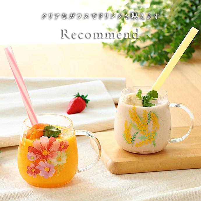 耐熱ガラス フラワー ガーデン マグカップ 420ml 2柄セット 耐熱