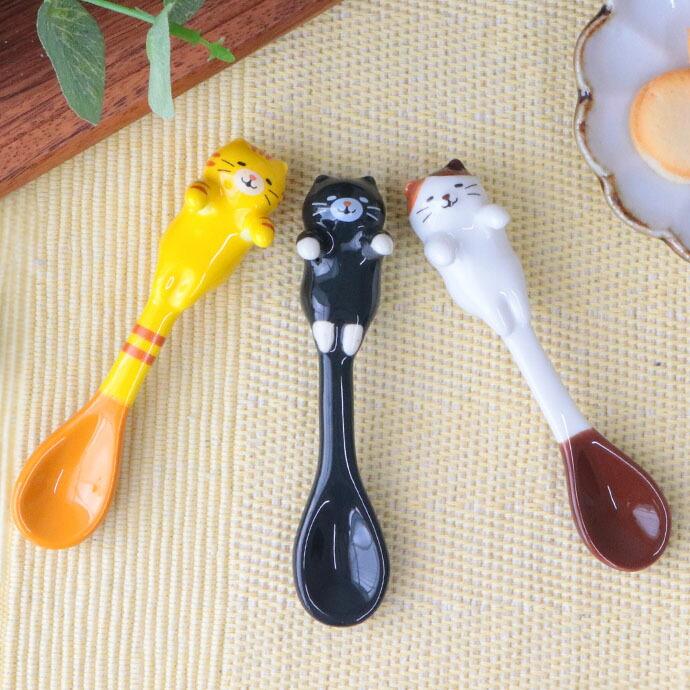 Nekochill しっぽ ねこ スプーン 全長11.2cm 陶器 ティースプーン