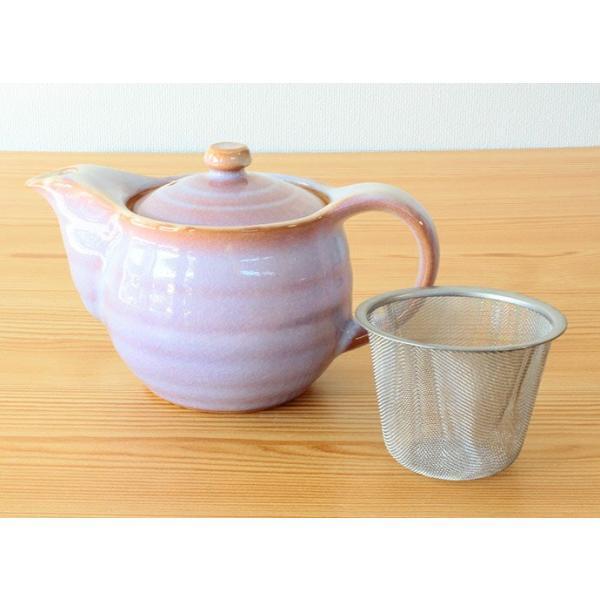 ティーポット おしゃれ 陶器 萩焼 ポット急須 パープル 480ml 茶こし