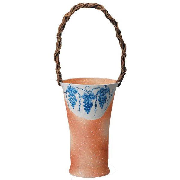 信楽焼　つる付き花瓶　置物　インテリア 花瓶 陶器 信楽焼 花器 ぶどう絵つる付花入 : 彩り屋 - 通販 - Yahoo