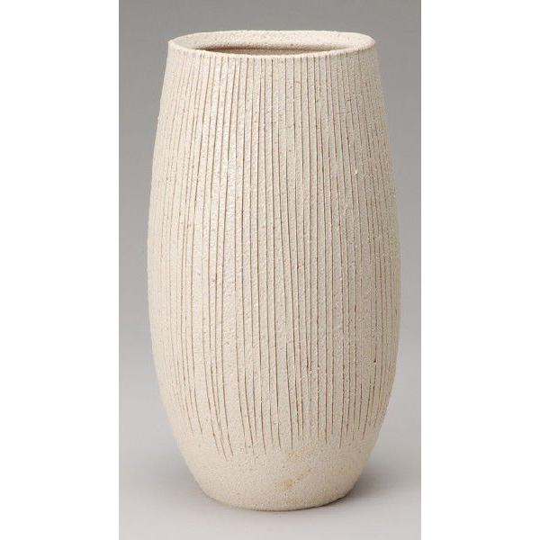 花瓶 陶器 信楽焼 花器 白釉立線花入