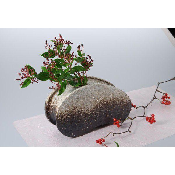花立て 瀬戸もの 信楽焼 花器 残雪花入 花瓶、花台-花、ガーデニング