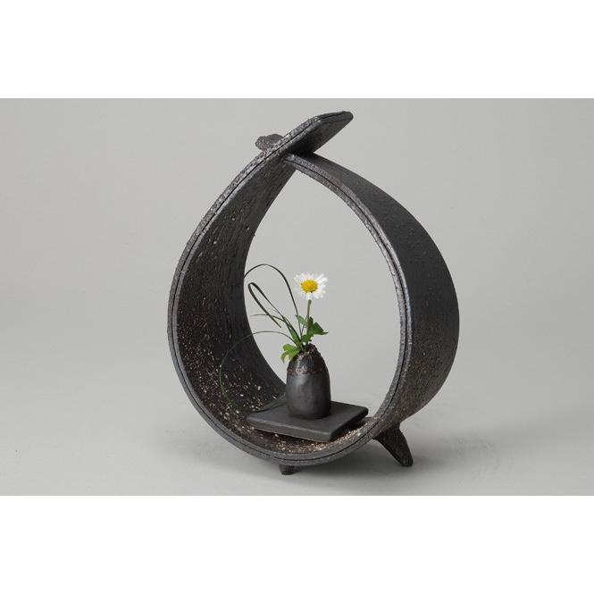 古谷道生 信楽 花器 信楽花入 共箱 古谷道生 信楽 花器 信楽花入