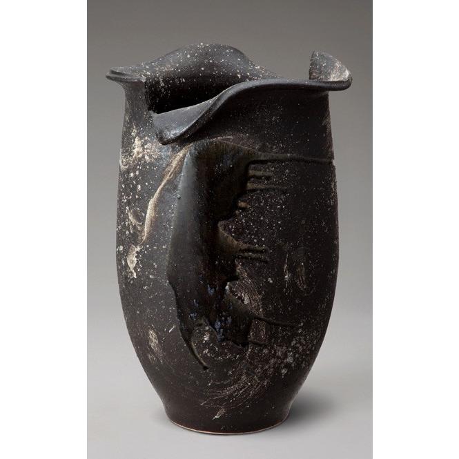 大容量‼️信楽焼傘立て 黒ビードロ 高さ47cm傘立て 陶器 信楽焼 黒釉