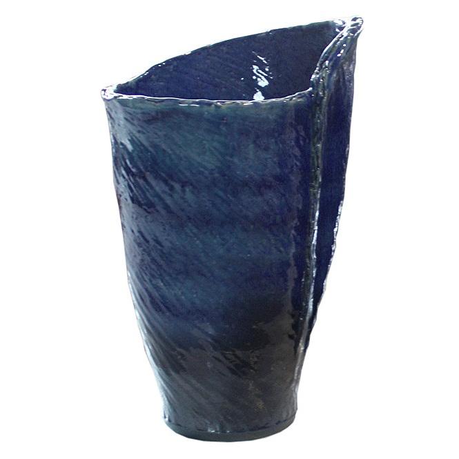 傘立て 陶器 信楽焼 青ガラスひねり傘立 屋外 傘たて 傘入れ 傘置き